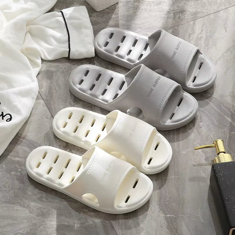 Unisex EVA Non Slip Soft Bottom Leaking Shower Man Woman Home Slippers Punching Bathroom Quick Drying Slipper